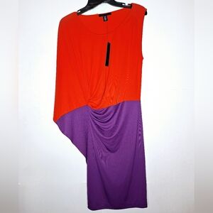 NWT Kenneth Cole "Half in Half Out" One shoulder two-tone dress.